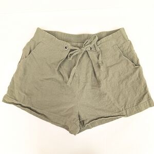 Olive Green Pull Linen Style 2.5 Inch Shorts Large [286]